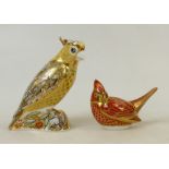 Royal Crown Derby Paperweight Birds: Paperweights to include Citron Cockatoo and American Cardinal,