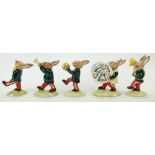 Royal Doulton set of Bunnykins figures The Green Oompah band: Band comprising Cymbal player DB107,