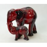 Royal Doulton Flambé model of Elephant and young: Motherhood figure from Images of Fire series