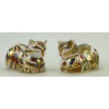Royal Crown Derby Paperweight Cats: Paperweights to include Cottage Garden Cat, Contented Cat x 2,