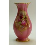 Royal Doulton gilded vase: Vase by Royal Doulton decorated with hand painted panels of roses by