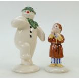 Royal Doulton Snowman figures DS2 and DS1: The Snowman DS2 together with James DS1 by Royal Doulton.