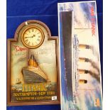 Boxed Academy Minicraft Model Kit RMS Titanic and a clock: 1/350th scale together with similar