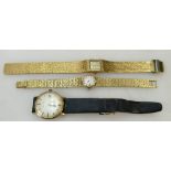 A collection of wristwatches: Gents Accurist, Ladies Swiss Empress item and similar Corvette item.