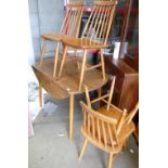 Mid Century Ercol style table and 4 chairs: