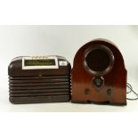 Bush DAC.10 Bakelite AM Radio together with similar later unit.