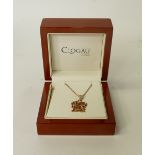 9ct rose gold clogau pendant and chain, 5.5 grams.