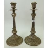 Nickel Plated Oversized Modern Candlesticks: Stick height 49cm.