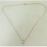 18ct gold diamond pendant and chain: 18ct diamond daisy cluster pendant with 18ct gold necklace, 4.