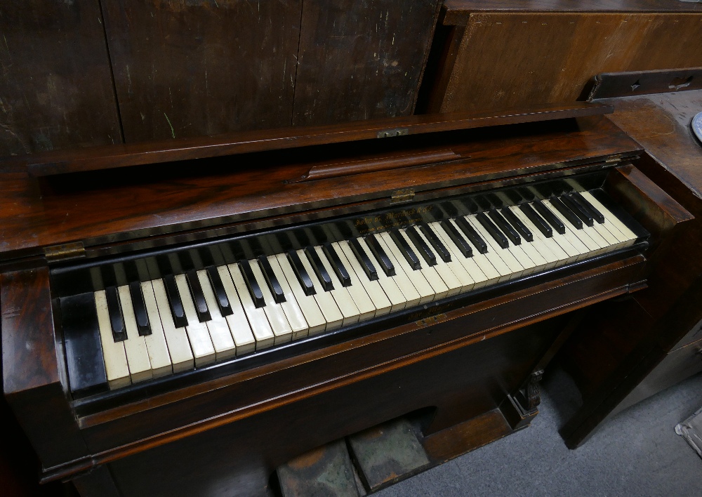 Harmonium: Walnut cased harmonium by John Murdoch, in need of restoration. 102cm wide.