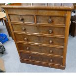 Victorian Split Chest of 2 over 4 drawers: Chest with some veneer issues noted.