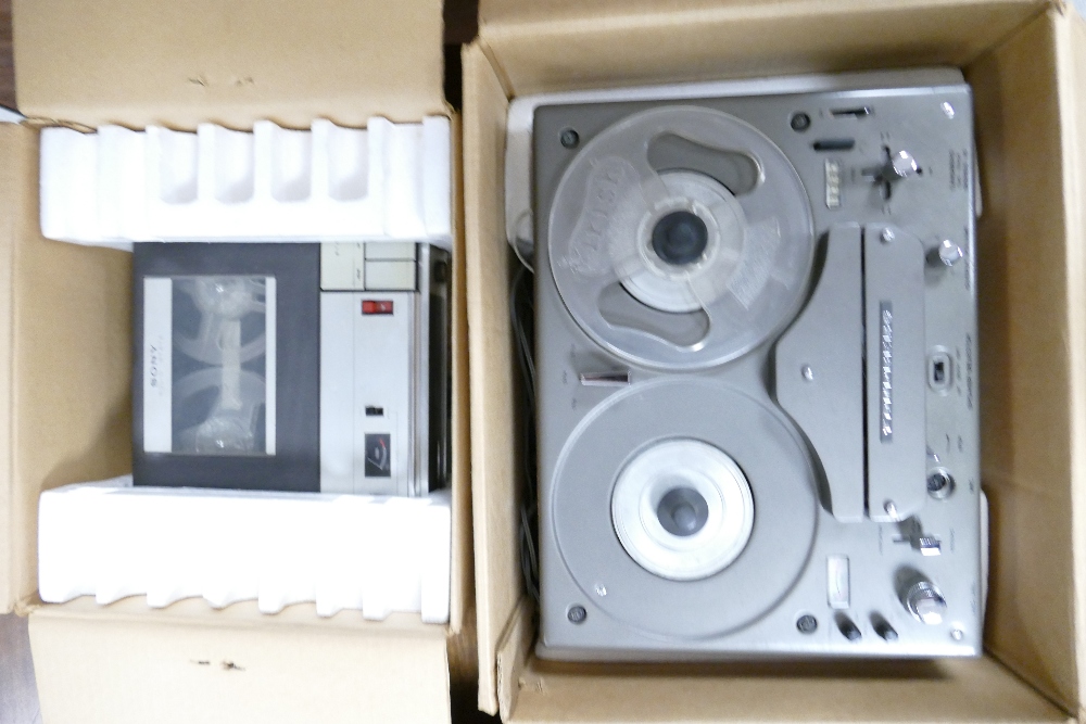 Boxed Tanberg & Sony Reel to Reel tape recorders: Tape recorders complete with liners.