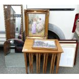 A collection of items: Items to include Mid Century nest of tables, wall mirrors, framed prints etc.