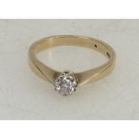 9ct gold diamond ring: 9ct gold solitaire diamond ring, size M, 2.8 grams.