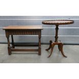 Oak Priory style small table: together with similar pie crust topped item(2)