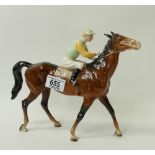 Beswick Racehorse & Jockey on walking horse 1037: leg re stuck