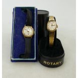 Ladies 9ct gold Everite wristwatch & Rotary quartz plated watch,