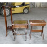 Mahogany Inlaid Hall stand: small occasional table & tall stool(3)