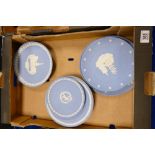 A collection of Wedgwood jasper ware plates: with Christmas and commemorative theme