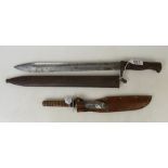 WW2 German G98 Butcher Bayonet: together with early Wade & Butcher leather sheathed knife(2)