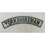 A cast metal railway engine sign: Yorkshireman