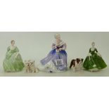 Royal Doulton Lady figure Happy Anniversary HN3097, Coalport smaller figures Jennifer and Mary,