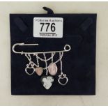 Silver Wedgwood safety pin charm set: quality Silver Wedgwood charm set with pink,