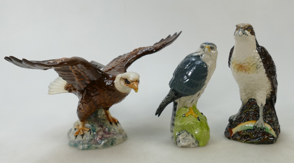 Beswick Bald Eagle 1018: together with Royal Doulton Merlin and Osprey decanters(3)