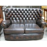 Brown Leather Chesterfield type 2 seater sofa: