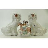 Staffordshire large ceramic fireside dogs: together with similar Going To Market Figure(3)