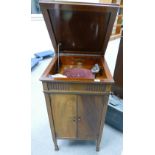 Columbia Grafonola free standing mahogany gramophone: complete with large quantity of age related