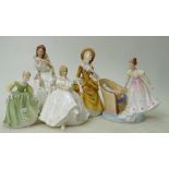 Royal Doulton lady figures: Heather HN2956, Sandra HN2275 and seconds figures Barbera HN2962,