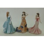 Coalport lady figures: Marion together with matt Age of Elegance figures Regency Gala & Sweet