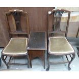20th Century Mahogany Dining chairs: together with small occasional table.