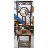 Art Deco Oak Mirrored hall stand: