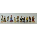 Royal Doulton Bunnykins to include: Shopper DB233, Bridesmaid DB173, Magician DB159, Judge DB188,