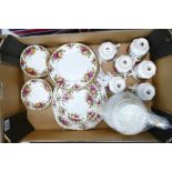 Royal Albert Old Country Rose part tea set: together with tea pot & 3 tier cake stand( mostly