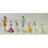 A collection of small Coalport lady figures: to include Lady Sarah, Lady Emily, September Sapphire,