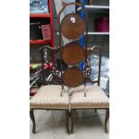 Oak Parlour Chairs: together with early collapsible cake stand(3)