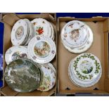 A collection of decorative wall plates: and similar items (2 Trays)