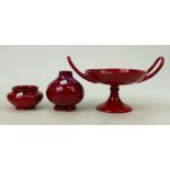 Royal Doulton early flambe ware: Royal Doulton early flambe two handled comport,