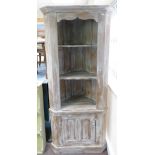 Painted pine tall Victorian style corner cupboard: