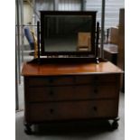 Victorian cross banded dressing table: pitting noted to mirror,