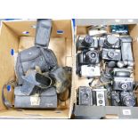 A large collection of 35mm camera equipment to include: Fujica ST60, Canon EOS1000f, Praktica B2000,