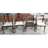 Four Non Matching Oak & Similar Armchairs(4):