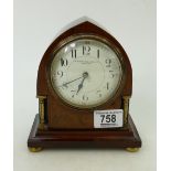 Walnut cased H Pidduck & Sons mantle clock: height 17cm