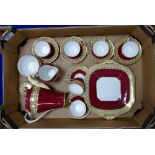 Aynsley Burgundy & Gilt decorated tea set: rubbing noted to most pieces