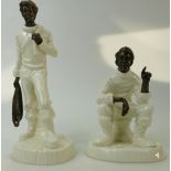 Two Minton porcelain & bronze figures: Figures The Fisherman MS13 25cm high & Travellers Tales MS1