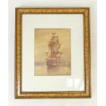 HMS Pembroke watercolour Spain 1839: Drawn by M F Moresby,