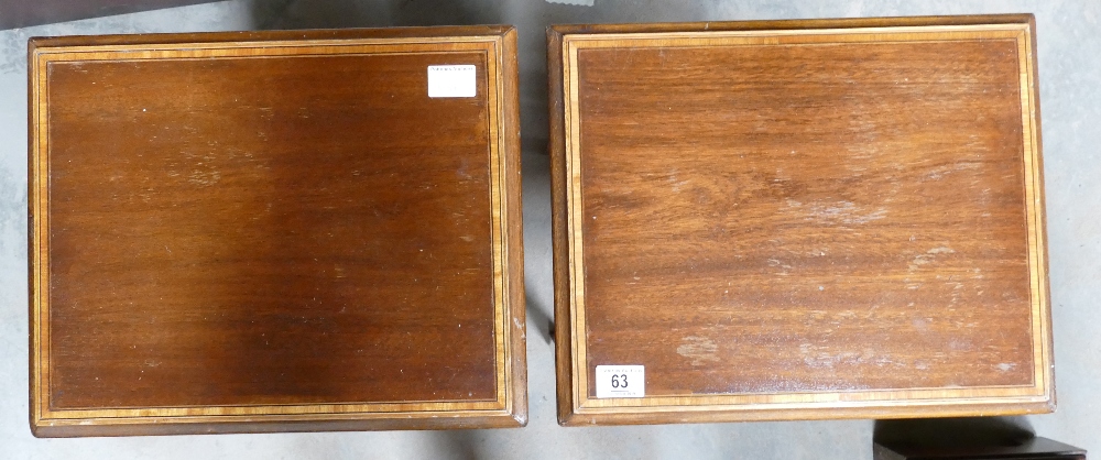 Mahogany Inlaid Bed side cabinets: single drawer, - Image 2 of 2